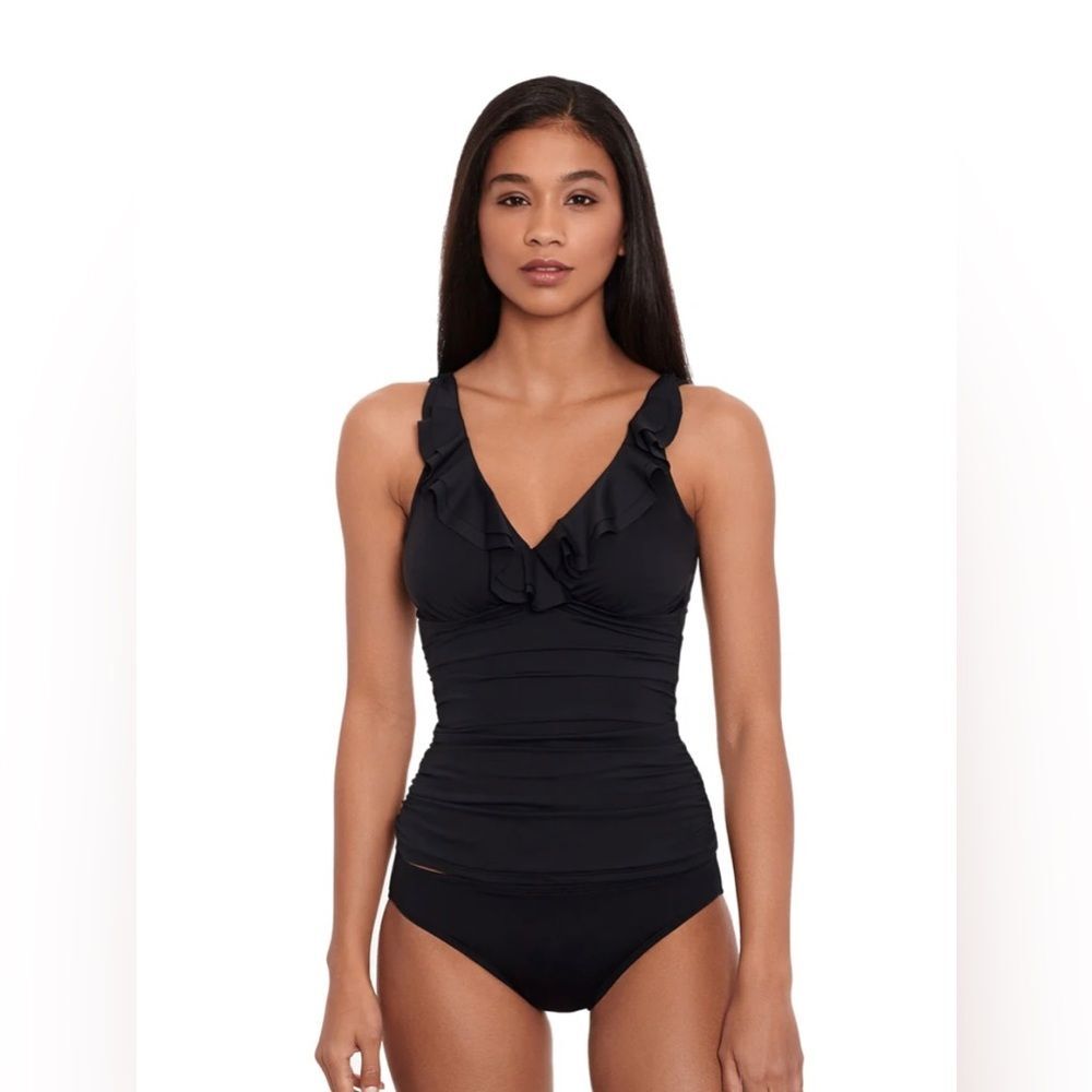 Lauren Ralph Lauren Beach Club Solid Ruffle Tankini Top - Size 8
